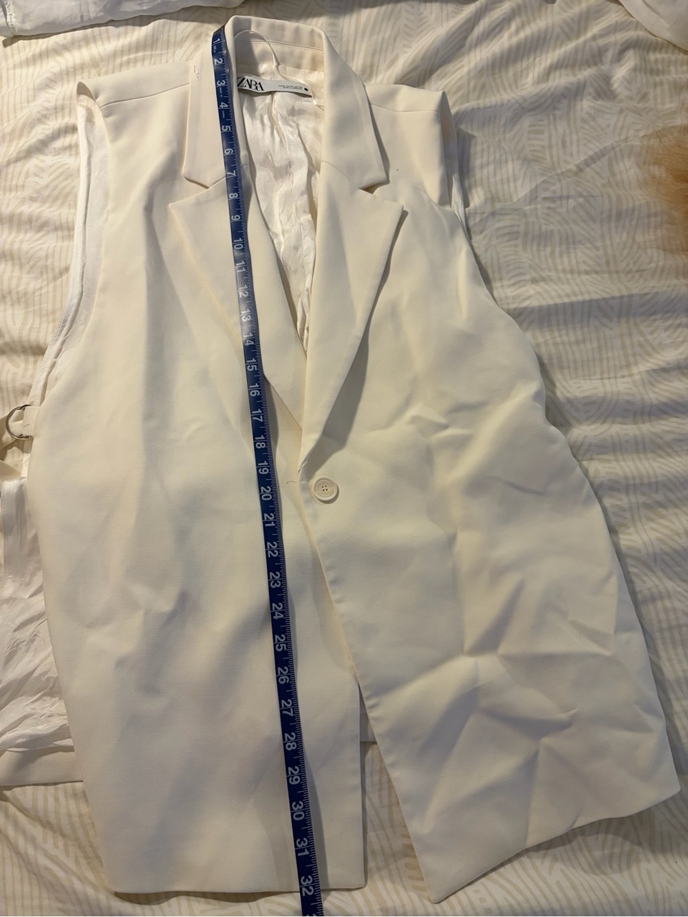 Zara White Sleeveless Blazer Vest XL
